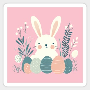 Nordic style Easter Bunny and Eggs Sticker